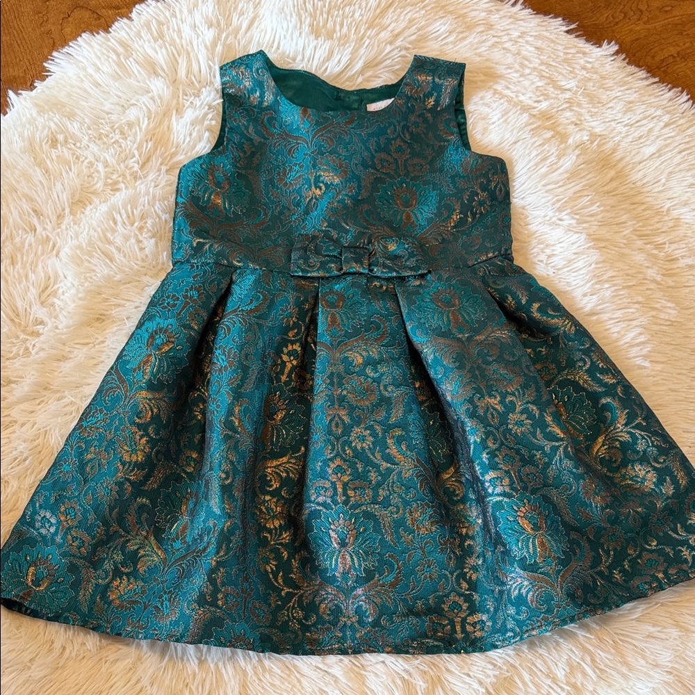 The Children's Place Teal Brocade Kids Dress